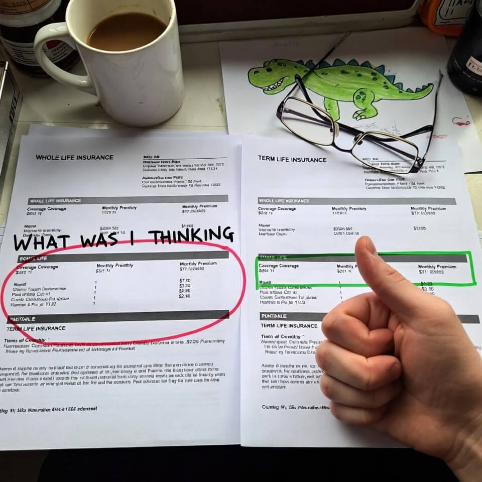 Printed quotes: whole life circled "WHAT WAS I THINKING,